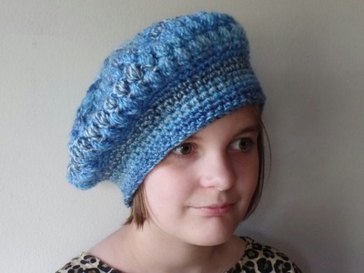 #Crochet Puff Stitch Womens Beret Hat #TUTORIAL