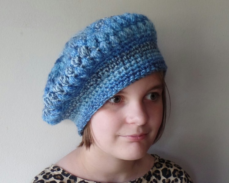 #Crochet Puff Stitch Womens Beret Hat #TUTORIAL