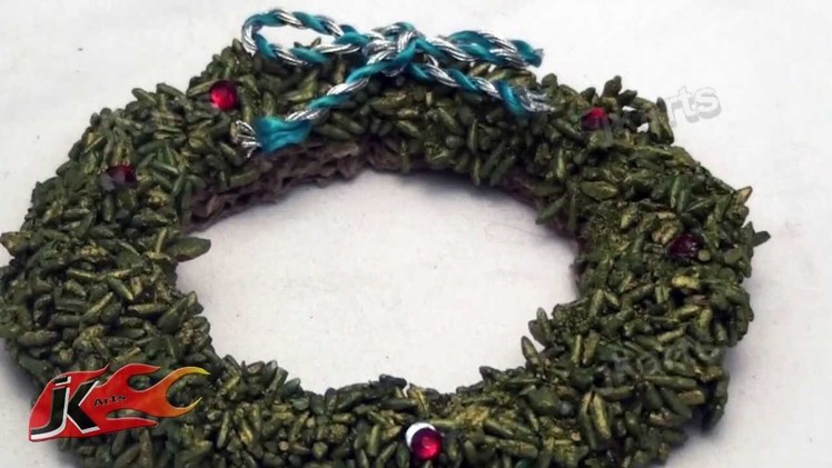 DIY Christmas Tree Wreath ornament with rice and glue - JK Arts 103