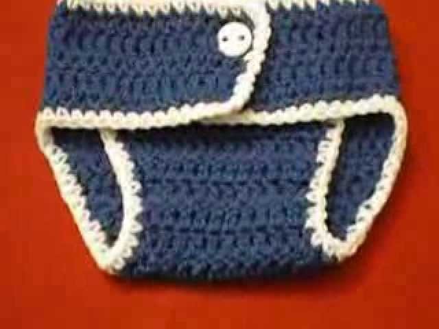DIY Crochet Baby Newborn Diaper Cover.Nappies Blue &White Trim