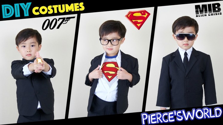 DIY last minute HALLOWEEN costumes - James Bond, Superman, MIB