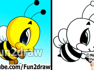 How to Draw Cartoon Characters - Bumble Bee in 2 min - Easy Things to Draw - Fun2draw