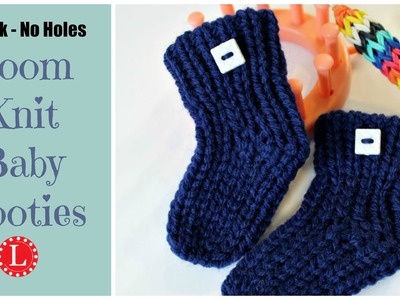LOOM KNIT Baby Booties - Quick - No Holes - No Bulk Step by Step for Beginners Project Pattern
