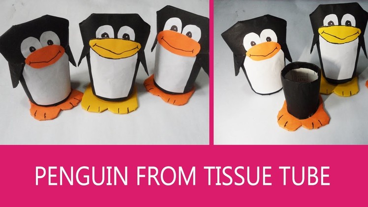 Penguin Craft - Gift box out of Toilet Paper Tube