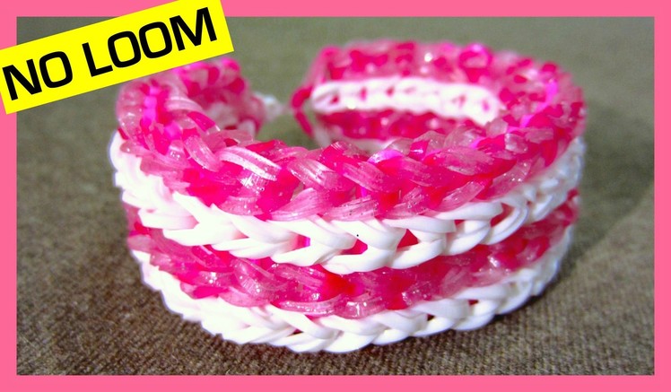 Rainbow Loom Bracelet Four-row Fishtail without Loom. on 2 Forks
