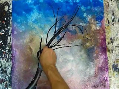 Abstract Landscape, Painting a Tree and a Background Techniques by Dranitsin.