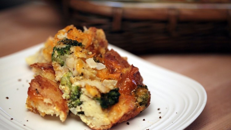 Broccoli & Cheese Bread Pudding Recipe || KIN EATS