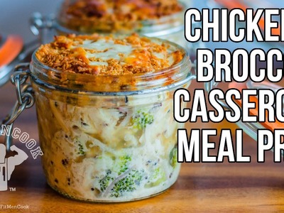 Chicken & Broccoli Casserole in Jars for Meal Prep. Cazuela de Pollo y Brocoli