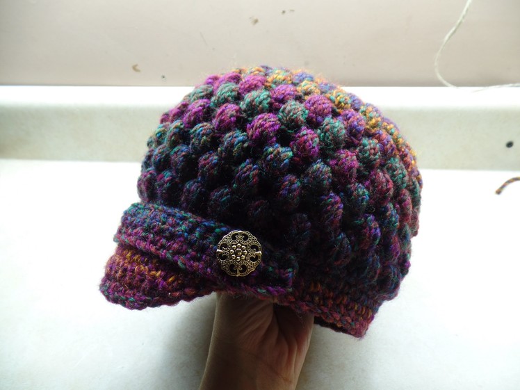 #Crochet Newsboy Puff Stitch Hat #TUTORIAL