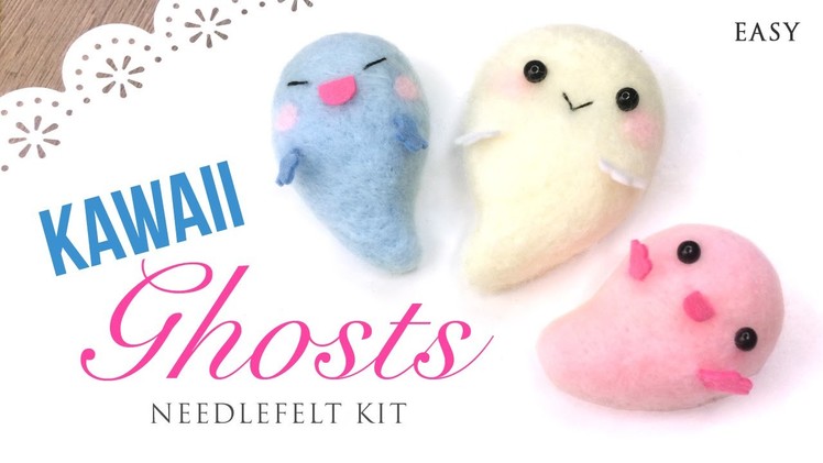 DIY Halloween Kawaii Ghost Needlefelt Kit - ASMR Crafting