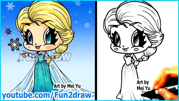 How to Draw Disney Princesses & Characters - Elsa from Frozen - Fun2draw drawing channel