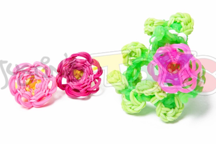 How to Make a Rainbow Loom 3D Flower Bracelet - Part 1 - 3D Flower Charm