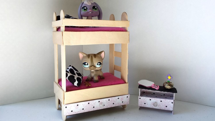 How to Make a Tiny Bunk Bed with Drawer for LPS: Littlest Pet Shop Doll DIY Accessories
