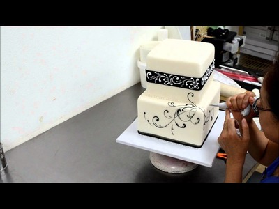 How to make square black and white wedding cake