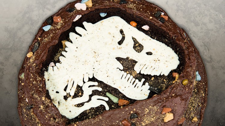 Jurassic World Fossil Dinosaur Cake from Cookies Cupcakes and Cardio