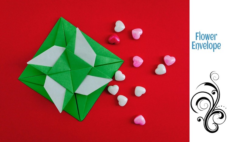 Origami Paper Flower Envelope. Letter with secret message !
