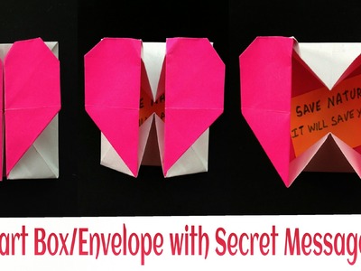Origami Paper "Heart Gift Box. Envelope with Secret Message" - Valentine special.