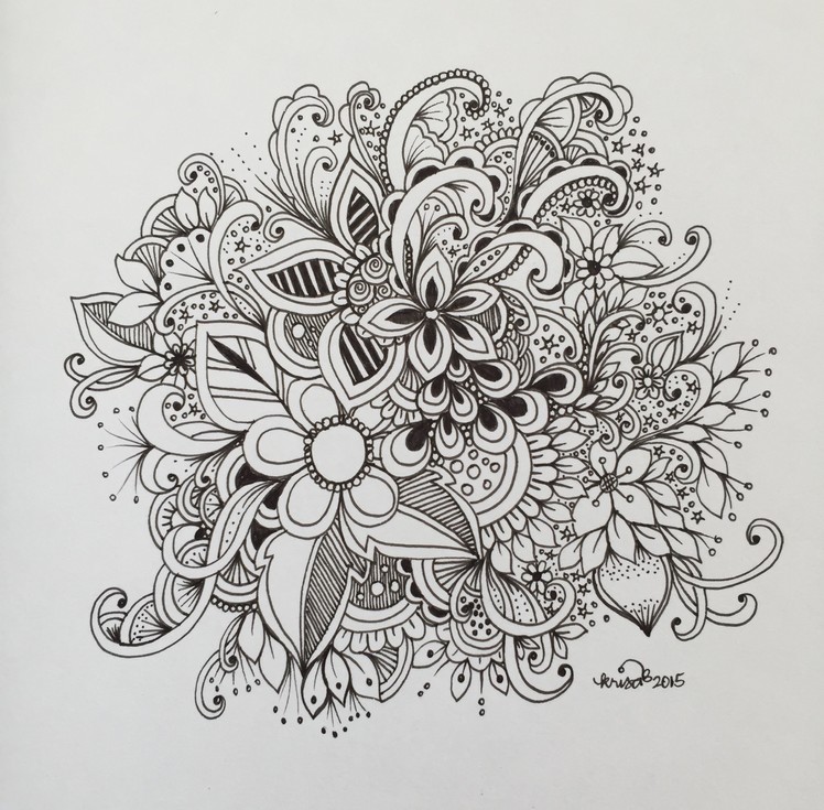 Zendoodle art journal entry  - slow doodle