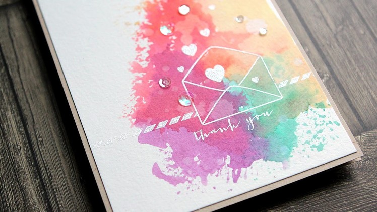 Colorful Ink "Smooshing" Thank You Card