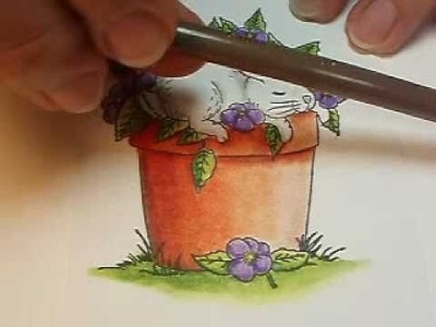 Coloring a Stamped Image With Prismacolor Pencils and Gamsol