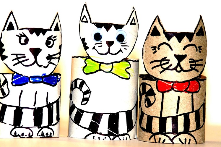 Crafts with toilet paper rolls. Toilet paper roll crafts. Cats of toilet rolls.