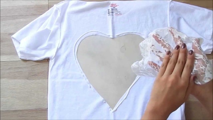 Fashion DIY How to Lace Heart Cut Out T Shirt Super Easy & Chic