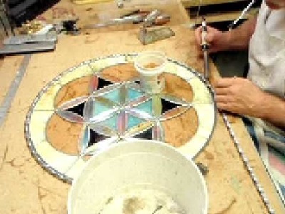 How to attach lead to stained glass - 2f Dichroic Glass Man