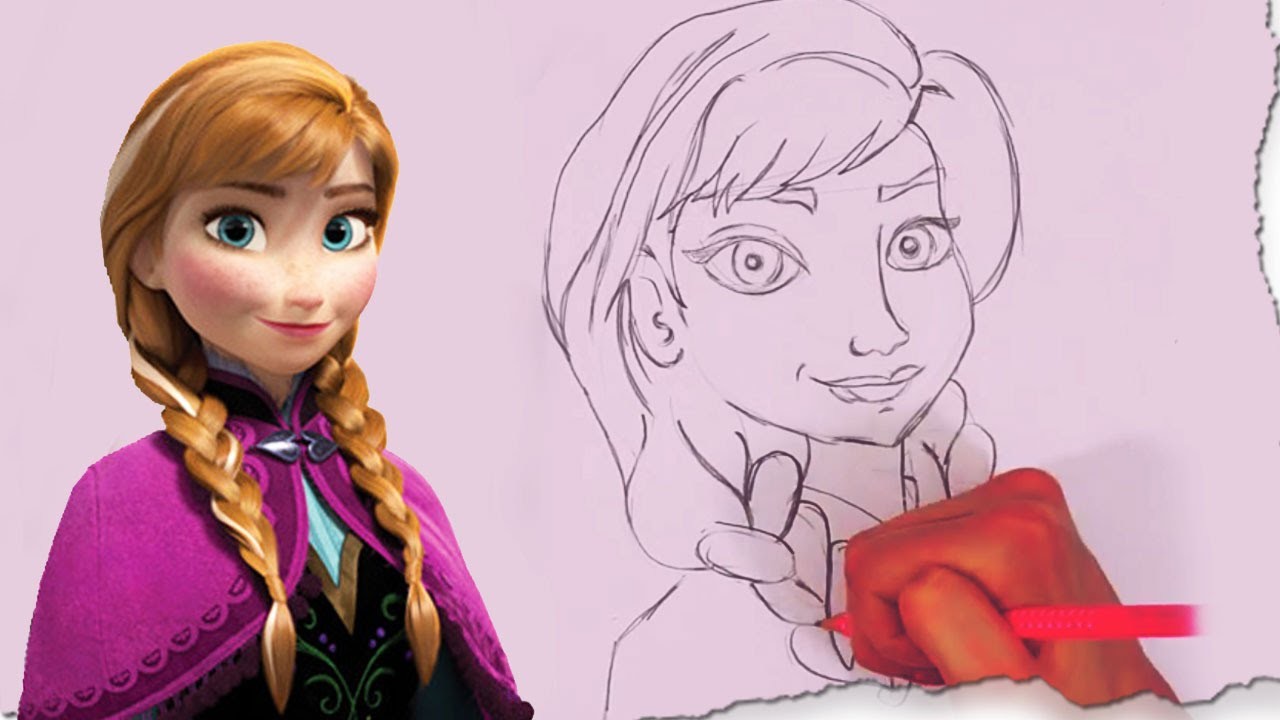 How to Draw Anna from Frozen by HooplaKidz Doodle, Drawing Tutorial