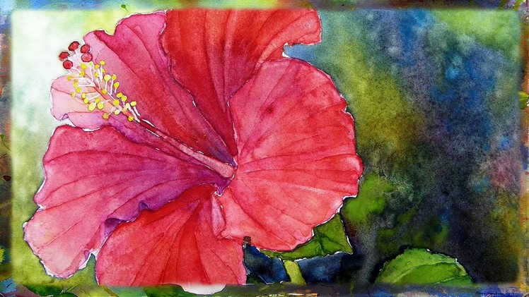 How To Paint the Red Hibiscus  In Watercolor By Ross Barbera Part 2