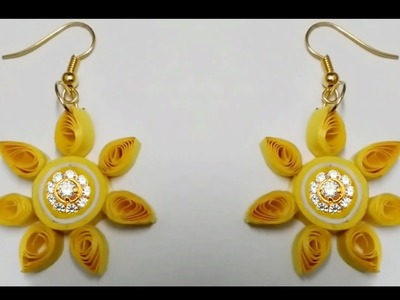New model quilling earring | quilling papers earring | flower type quilling earring making tutorial