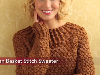 Red Heart Aran Basket Stitch Sweater