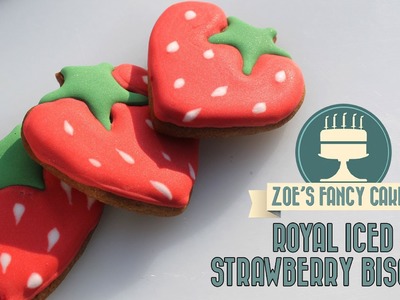 Royal icing strawberry biscuits How To Tutorial Zoes Fancy Cakes