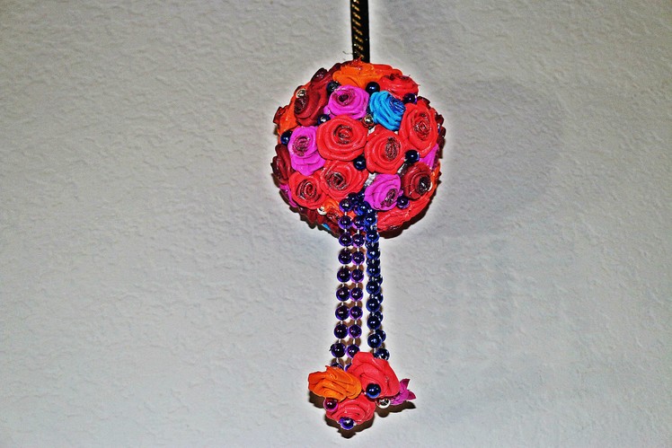 DIY Hanging Flower Ball with Foam Roses - Very Easy !