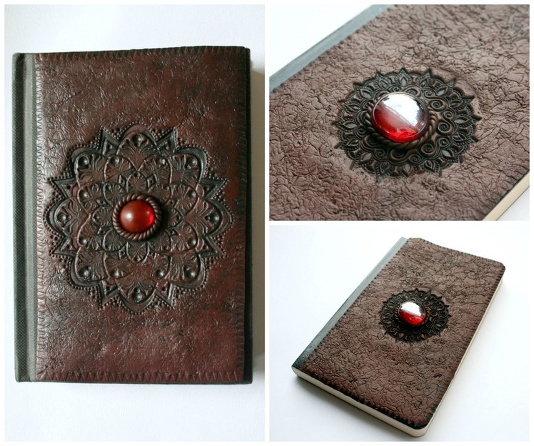 Faux Leather Polymer Clay Notebook.Sketchbook.Journal Cover | Fimo | Velvetorium