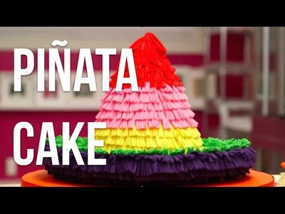 How To Make A PIÑATA SOMBRERO out of CAKE! Vanilla cakes, rainbow buttercream and fondant!
