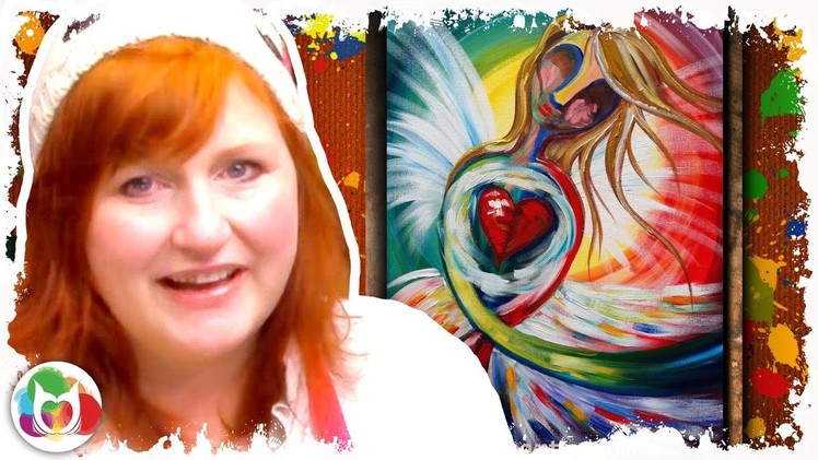 How to paint Angel Heart online home painting party abstract rainbow art lesson full tutorial