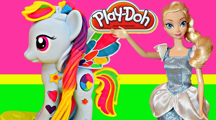 Play Doh Video of NEW My Little Pony Rainbow Dash and Frozen Cinder-Elsa Elsa Carriage Doll