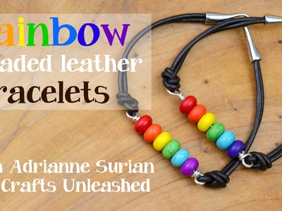 Rainbow Beaded Leather Bracelets
