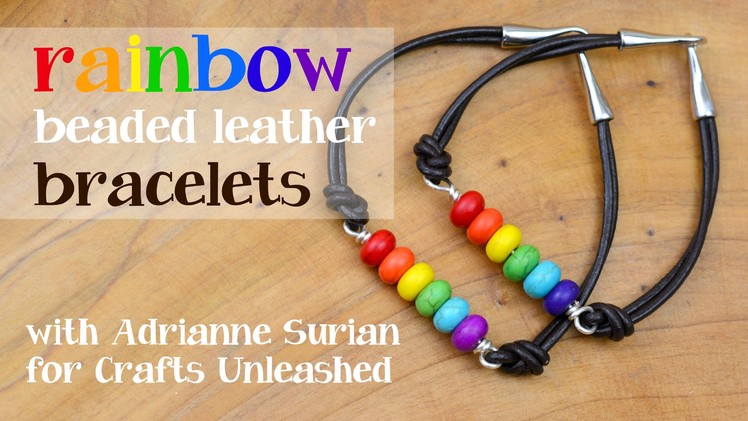 Rainbow Beaded Leather Bracelets