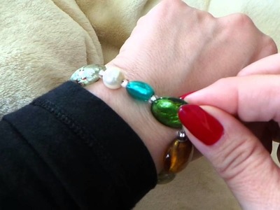 Silvermoon Women's Multicolor Glass Bead Stretch Bracelet Available on Amazon