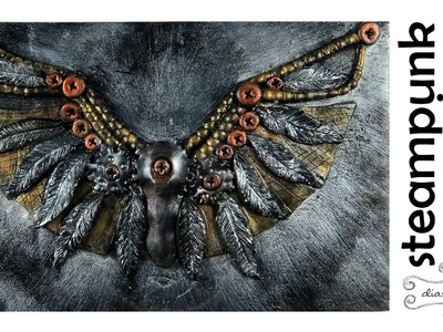 Steampunk wings journal cover - polymer clay TUTORIAL