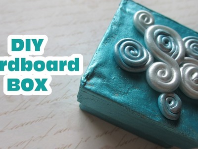 DIY Cardboard Box. Blue & Swirly Polymer Clay Art