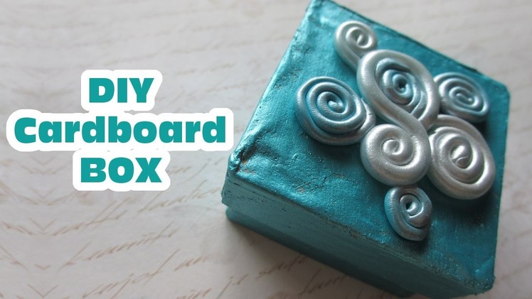 DIY Cardboard Box. Blue & Swirly Polymer Clay Art