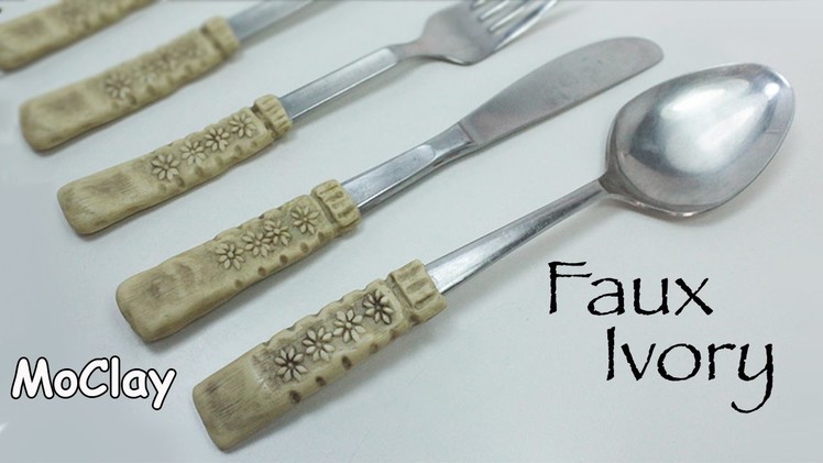 Faux Ivory - How to renew cutlery - Polymer clay tutorial-