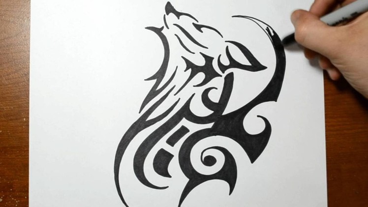 How to Draw a Tribal Wolf Tattoo Design - Sketch 2
