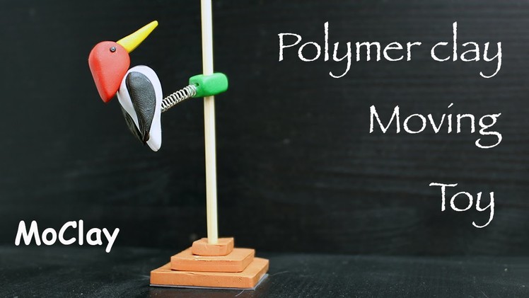 How to make a Woodpecker on a Pole - Polymer clay Moving Toy