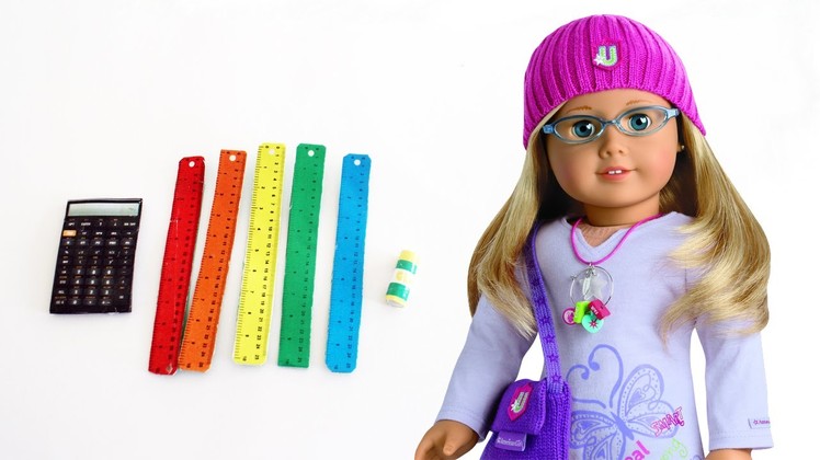 How to make AMERICAN GIRL calculator, rulers & glue  - Dollhouse DIY - Easy Doll Crafts
