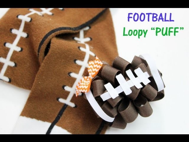 HOW TO MAKE Football Loopy Puff hairbow (loopy hairbow tutorial)