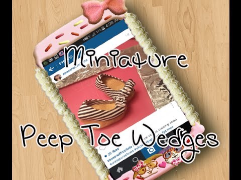 How to make Miniature Polymer clay Doll shoes: Peep Toe Wedges