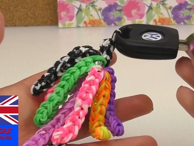 Keychain loom bands tutorial - rainbow loom key chain - easy step by step tutorial